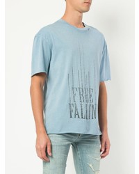hellblaues bedrucktes T-Shirt mit einem Rundhalsausschnitt von Alchemist