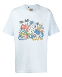hellblaues bedrucktes T-Shirt mit einem Rundhalsausschnitt von GALLERY DEPT.