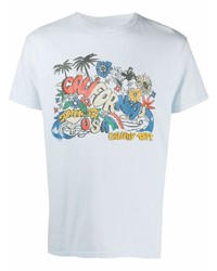 hellblaues bedrucktes T-Shirt mit einem Rundhalsausschnitt von GALLERY DEPT.