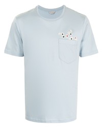 hellblaues bedrucktes T-Shirt mit einem Rundhalsausschnitt von Gieves & Hawkes