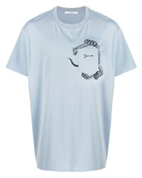 hellblaues bedrucktes T-Shirt mit einem Rundhalsausschnitt von Givenchy