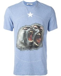 hellblaues bedrucktes T-Shirt mit einem Rundhalsausschnitt von Givenchy
