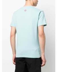 hellblaues bedrucktes T-Shirt mit einem Rundhalsausschnitt von Stone Island