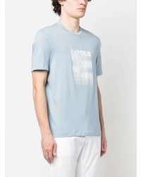 hellblaues bedrucktes T-Shirt mit einem Rundhalsausschnitt von Emporio Armani