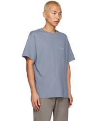 hellblaues bedrucktes T-Shirt mit einem Rundhalsausschnitt von Dime