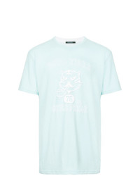 hellblaues bedrucktes T-Shirt mit einem Rundhalsausschnitt von GUILD PRIME