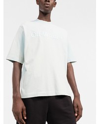 hellblaues bedrucktes T-Shirt mit einem Rundhalsausschnitt von Off-White