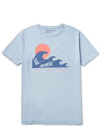 hellblaues bedrucktes T-Shirt mit einem Rundhalsausschnitt von Hartford
