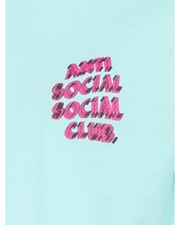 hellblaues bedrucktes T-Shirt mit einem Rundhalsausschnitt von Anti Social Social Club