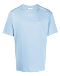 hellblaues bedrucktes T-Shirt mit einem Rundhalsausschnitt von Ih Nom Uh Nit