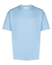 hellblaues bedrucktes T-Shirt mit einem Rundhalsausschnitt von Ih Nom Uh Nit