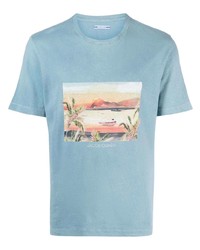 hellblaues bedrucktes T-Shirt mit einem Rundhalsausschnitt von Jacob Cohen