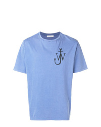 hellblaues bedrucktes T-Shirt mit einem Rundhalsausschnitt von JW Anderson