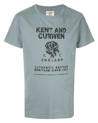 hellblaues bedrucktes T-Shirt mit einem Rundhalsausschnitt von Kent & Curwen