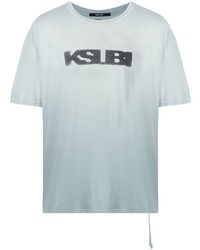 hellblaues bedrucktes T-Shirt mit einem Rundhalsausschnitt von Ksubi