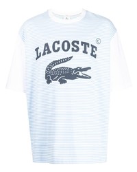 hellblaues bedrucktes T-Shirt mit einem Rundhalsausschnitt von Lacoste
