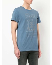 hellblaues bedrucktes T-Shirt mit einem Rundhalsausschnitt von Kent & Curwen