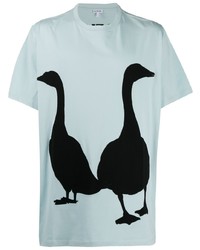 hellblaues bedrucktes T-Shirt mit einem Rundhalsausschnitt von Loewe