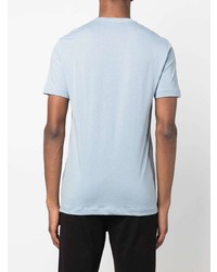 hellblaues bedrucktes T-Shirt mit einem Rundhalsausschnitt von Ea7 Emporio Armani