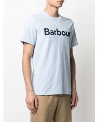 hellblaues bedrucktes T-Shirt mit einem Rundhalsausschnitt von Barbour