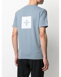 hellblaues bedrucktes T-Shirt mit einem Rundhalsausschnitt von Stone Island