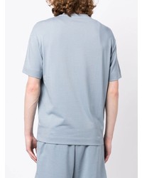 hellblaues bedrucktes T-Shirt mit einem Rundhalsausschnitt von Emporio Armani