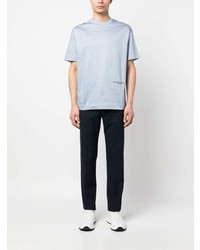 hellblaues bedrucktes T-Shirt mit einem Rundhalsausschnitt von Emporio Armani