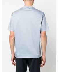 hellblaues bedrucktes T-Shirt mit einem Rundhalsausschnitt von Emporio Armani