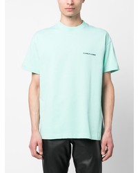hellblaues bedrucktes T-Shirt mit einem Rundhalsausschnitt von Flaneur Homme