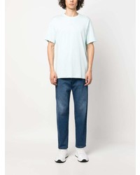 hellblaues bedrucktes T-Shirt mit einem Rundhalsausschnitt von Sandro