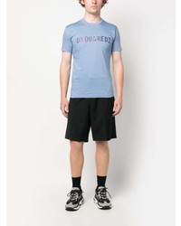 hellblaues bedrucktes T-Shirt mit einem Rundhalsausschnitt von DSQUARED2