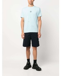 hellblaues bedrucktes T-Shirt mit einem Rundhalsausschnitt von Stone Island