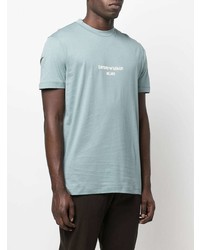 hellblaues bedrucktes T-Shirt mit einem Rundhalsausschnitt von Emporio Armani