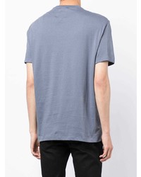 hellblaues bedrucktes T-Shirt mit einem Rundhalsausschnitt von Armani Exchange