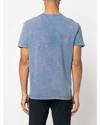 hellblaues bedrucktes T-Shirt mit einem Rundhalsausschnitt von Fay