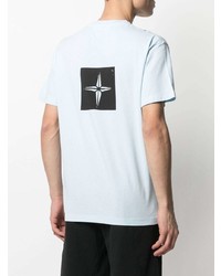 hellblaues bedrucktes T-Shirt mit einem Rundhalsausschnitt von Stone Island