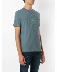 hellblaues bedrucktes T-Shirt mit einem Rundhalsausschnitt von Armani Exchange