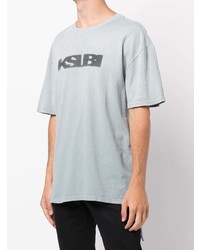 hellblaues bedrucktes T-Shirt mit einem Rundhalsausschnitt von Ksubi