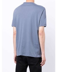 hellblaues bedrucktes T-Shirt mit einem Rundhalsausschnitt von Armani Exchange