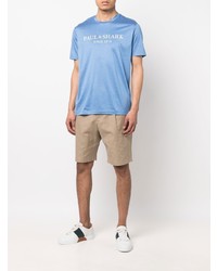 hellblaues bedrucktes T-Shirt mit einem Rundhalsausschnitt von Paul & Shark