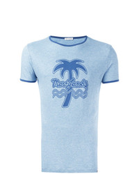hellblaues bedrucktes T-Shirt mit einem Rundhalsausschnitt von Marc Jacobs