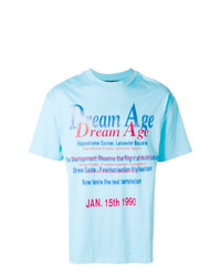 hellblaues bedrucktes T-Shirt mit einem Rundhalsausschnitt von Martine Rose