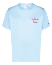 hellblaues bedrucktes T-Shirt mit einem Rundhalsausschnitt von MC2 Saint Barth
