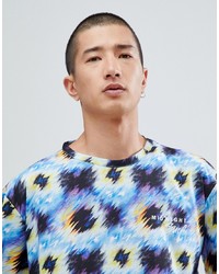 hellblaues bedrucktes T-Shirt mit einem Rundhalsausschnitt von Midnight Surf