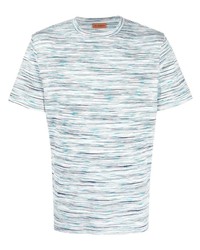 hellblaues bedrucktes T-Shirt mit einem Rundhalsausschnitt von Missoni