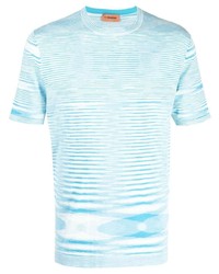 hellblaues bedrucktes T-Shirt mit einem Rundhalsausschnitt von Missoni
