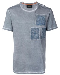 hellblaues bedrucktes T-Shirt mit einem Rundhalsausschnitt von Mr & Mrs Italy