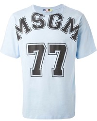 hellblaues bedrucktes T-Shirt mit einem Rundhalsausschnitt von MSGM