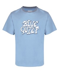 hellblaues bedrucktes T-Shirt mit einem Rundhalsausschnitt von Nicholas Daley