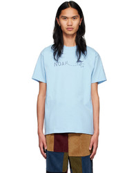 hellblaues bedrucktes T-Shirt mit einem Rundhalsausschnitt von Noah